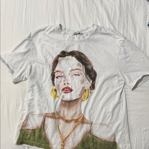 Zara White Camisole with Artistic Print